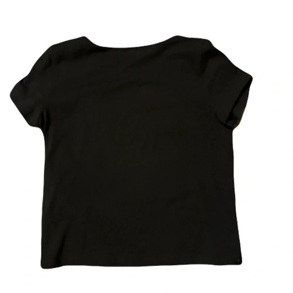 Nordstrom Trouve Black Perforated Cut Out Leather Top Medium - Picture 2 of 4